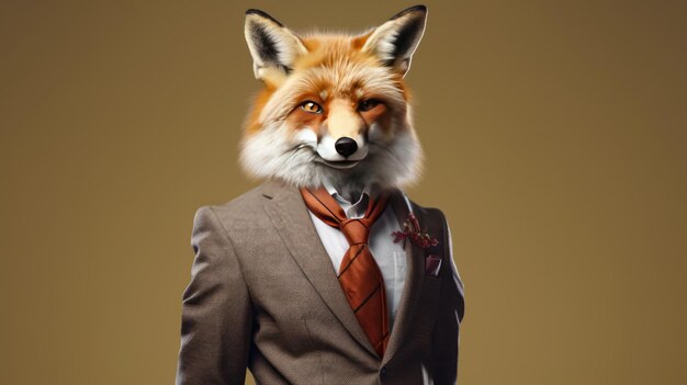 Photo red fox with tie