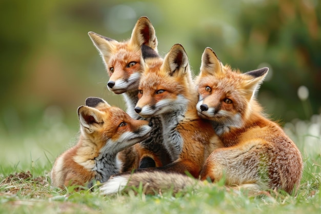Фото Красные лисы в семейных развлечениях