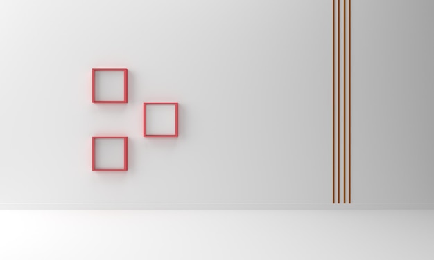 Red frame on a wall background3D Render