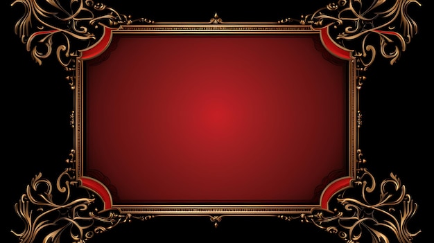 Foto una cornice rossa con una cornice dorata su uno sfondo rosso