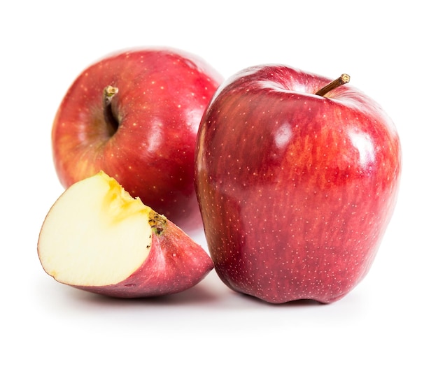 Red fresh apples isolated on white background