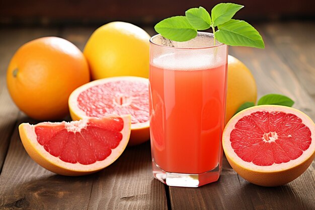 Photo red fresh grapefruit juice