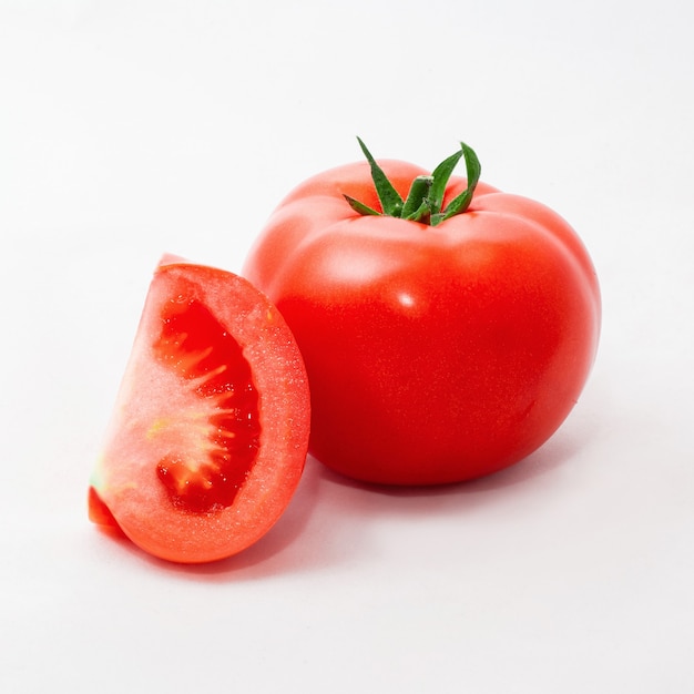 Red, fresh, juicy tomato, isolated