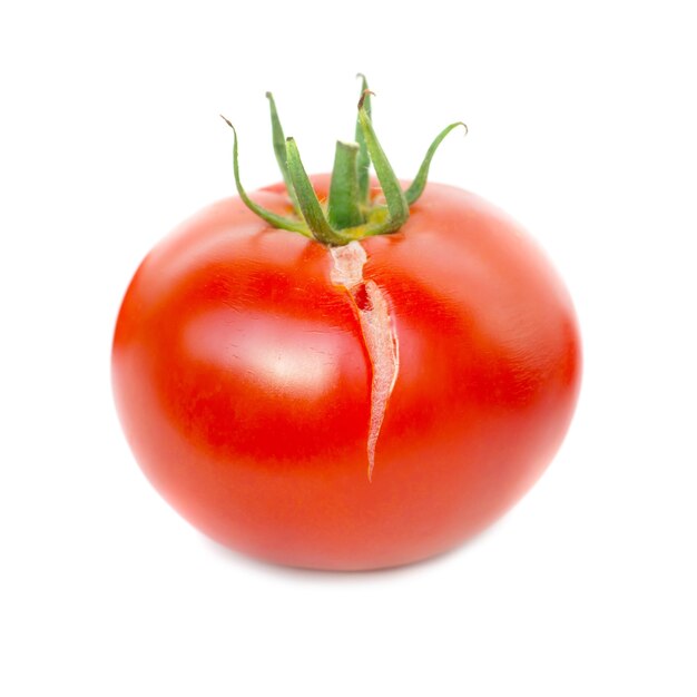 Red fresh tomato isolated on white background