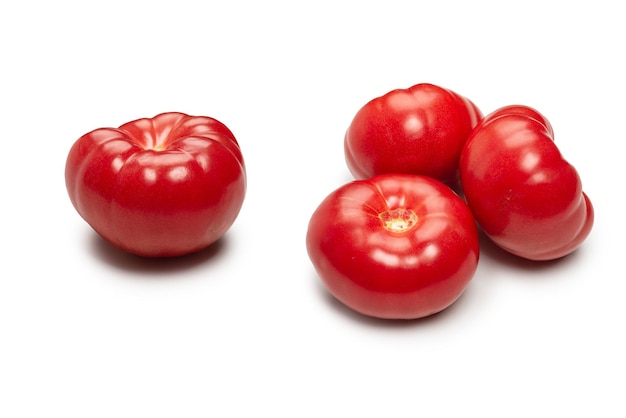 Red fresh tomato isolated on white background