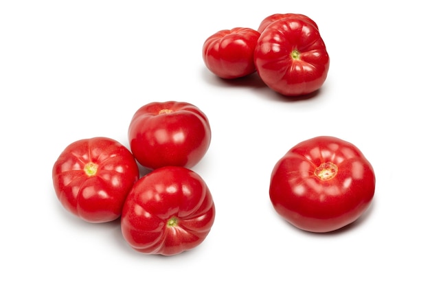 Red fresh tomato isolated on white background