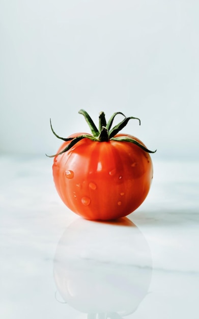 Red fresh tomatoes white background