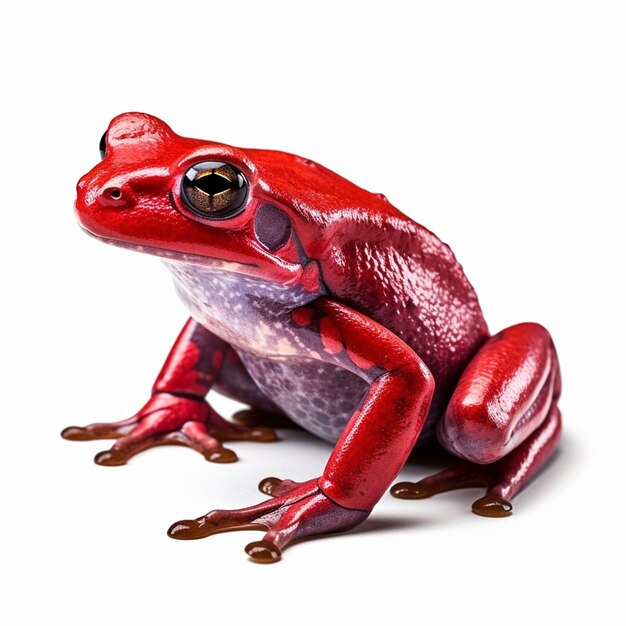 Photo a red frog with a black eye and a white background