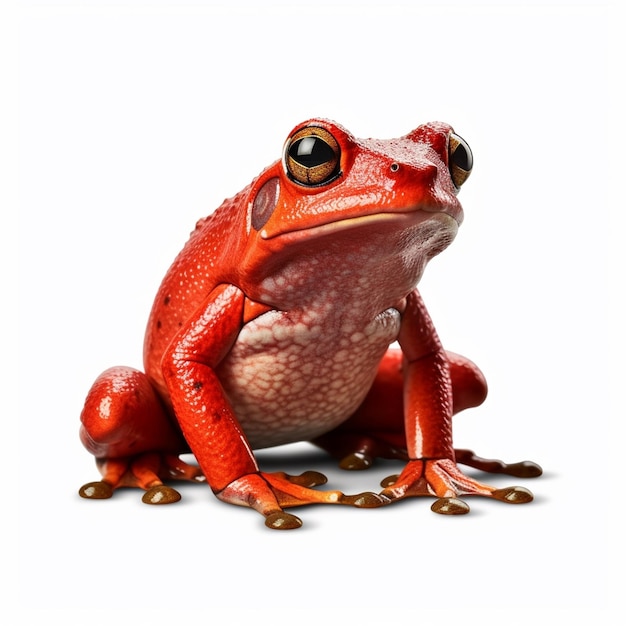 A red frog with a white background