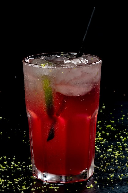 Red fruit alcoholic drink served very cold