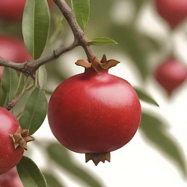 Photo a red fruit that is on a tree