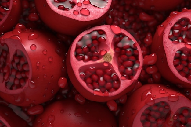 A red fruit with water drops on it