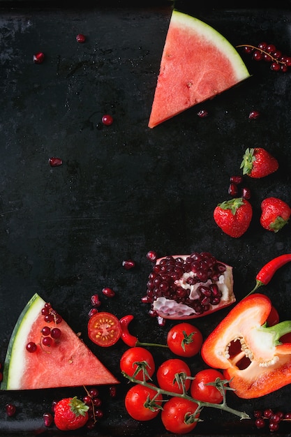 Red fruits and vegetables