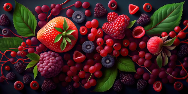 Red fruits and very colorful fruits Generative AI