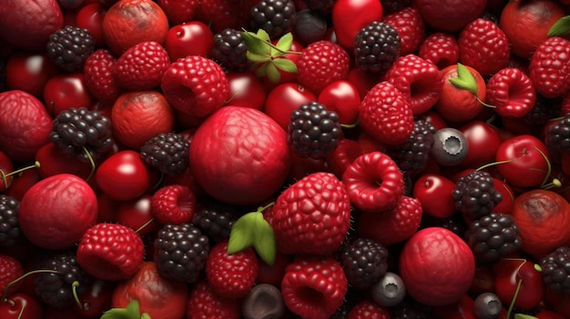 Red fruits and very colorful fruits Generative AI