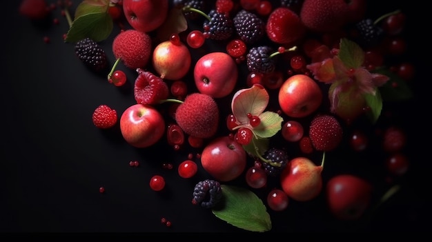 Red fruits and very colorful fruits Generative AI