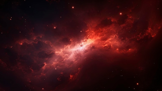 Red galaxy with stars and nebula night sky art