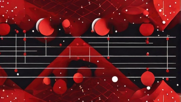 Red Geometric Pattern with Connected Lines and Dots