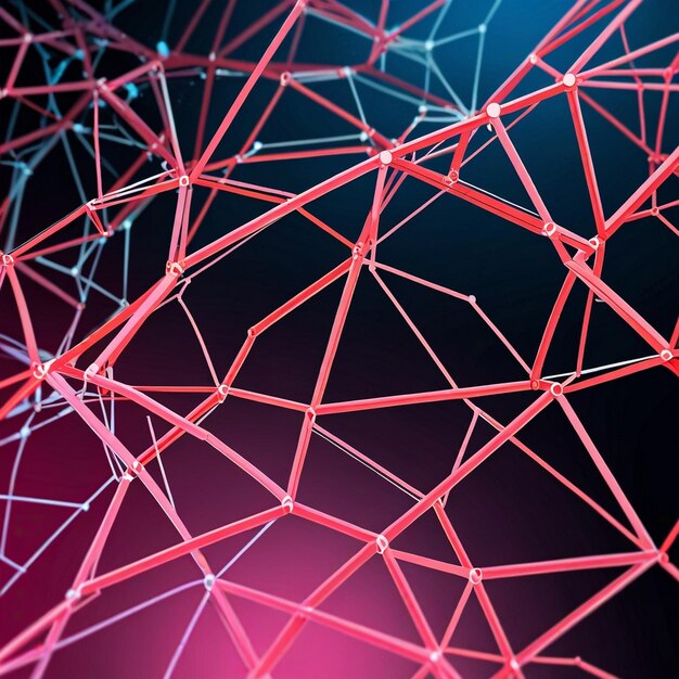 a red geometric pattern with a purple background and a red x