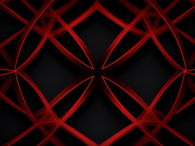赤いジオメトリック構造のデザイン 黒い背景の壁紙 AIが生成した