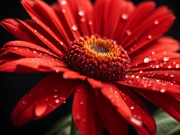Photo red gerber daisy with water drops generate by ai