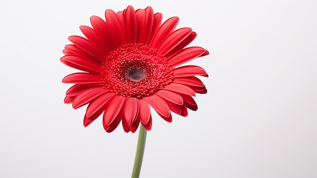 Red Gerbera Flower Head Isolated on White Background