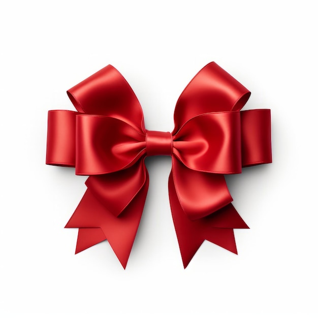 a red gift bow isolated on a plain white background