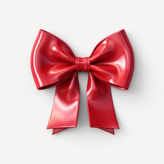 a red gift bow isolated on a plain white background