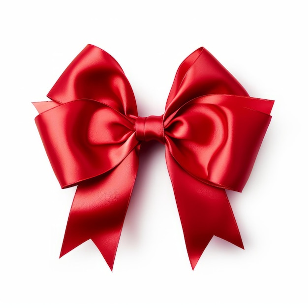 a red gift bow isolated on a plain white background