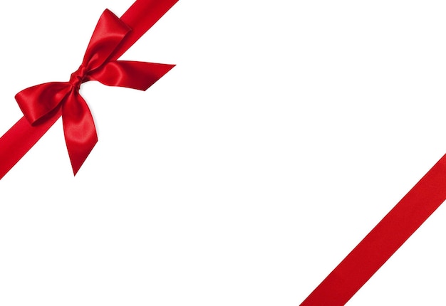 Red gift bow on white