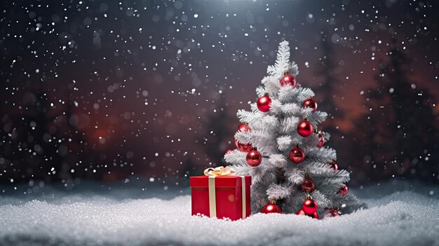 Premium AI Image | Red Gift Box Christmas Tree Background