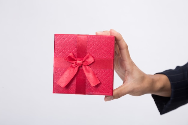 Red gift box from business woman