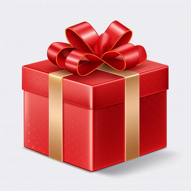 Photo red gift box isolated on transparent with generate ai