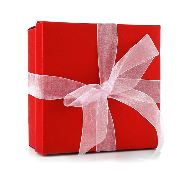 Red gift box isolated on white