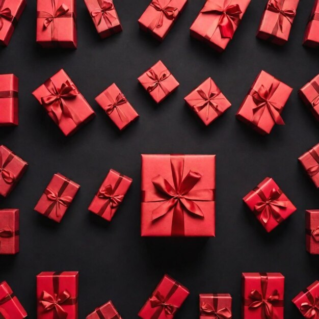 Red gift box on a plain black background