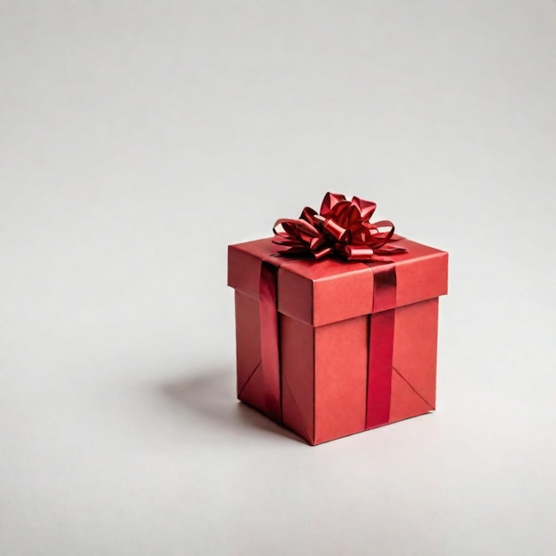 красная подарочная коробка на обычном белом фоне
