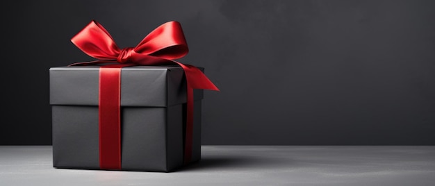 Red gift box and red ribbon bow