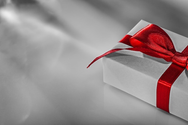 Red gift box on white background front view