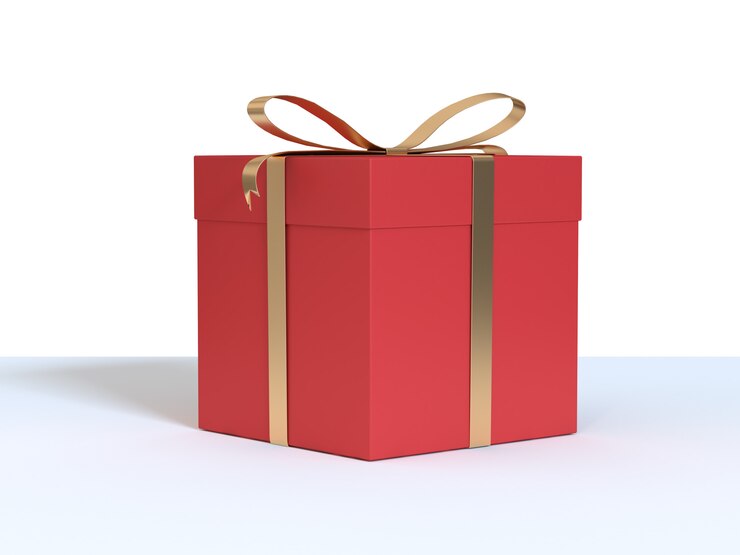 Photo red gift box on white background