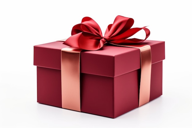 Red Gift Box With Bow On a White or Clear Surface PNG Transparent Background