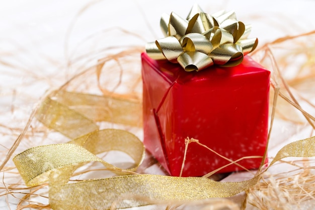 Red Gift Box with Gold Bow