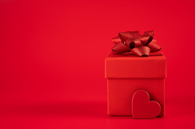 Red gift box with heart