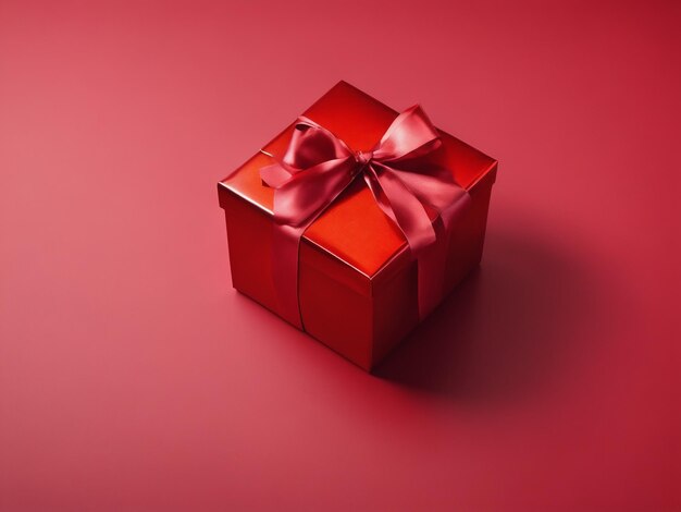 Red gift box with red background HD