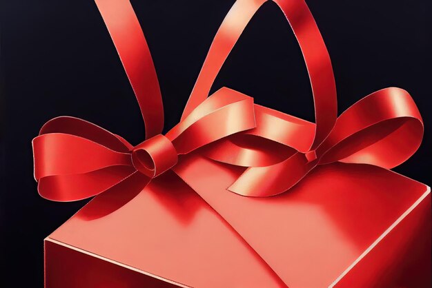 A red gift box with a red ribbon and a bow.