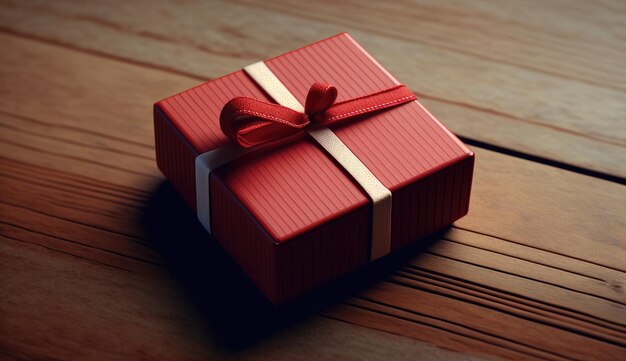 A red gift box with a red ribbon tied around it.