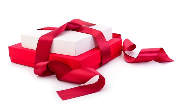 Red gift box with red ribbon