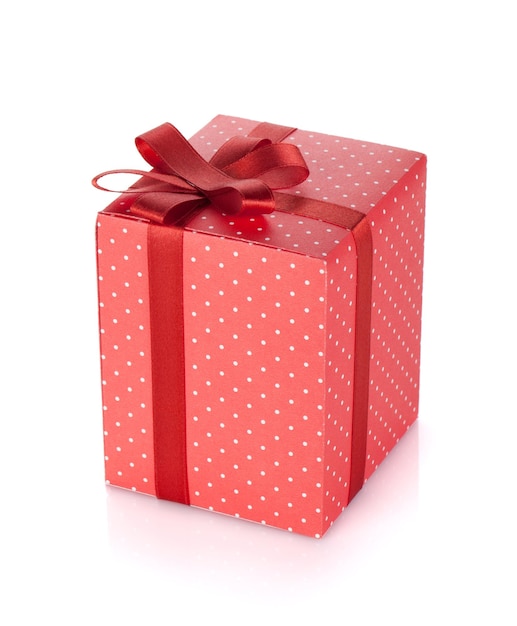 Red gift box with ribbon and bow