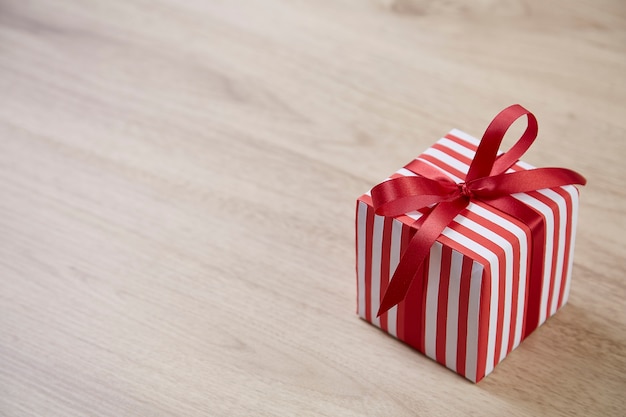 Red gift box with ribbon