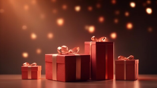 Foto scatola regalo rossa con scintilla e sfondo nero