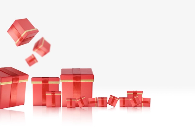 Red gift boxes with gold bows